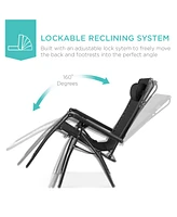Best Choice Products Folding Zero Gravity Recliner Patio Lounge Chair w/ Canopy Shade, Headrest