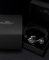 Rhona Sutton Silver Anchor Leather Stainless Steel Bracelet