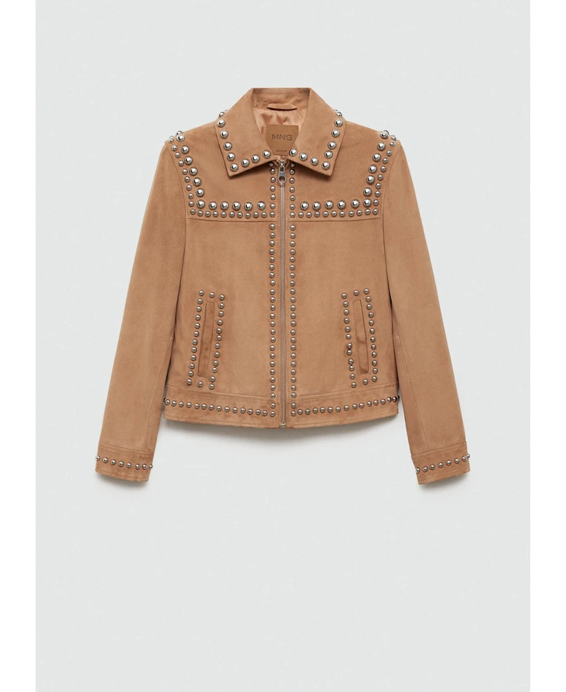 Mango Women's Studded Leather Jacket