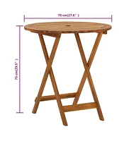 vidaXL Folding Patio Table 27.6" Solid Acacia Wood