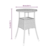 vidaXL Patio Table 23.6"x29.5" Acacia Wood and Poly Rattan