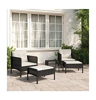 vidaXL 5 Piece Patio Lounge Set with Cushions Poly Rattan