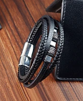 Rhona Sutton Black Nexus Multi Leather Stainless Steel Bracelet