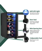 Jinjunye 12 Bottle Wine Cooler, Wine Fridge Small, 46-66°F, Freestanding Wine Cooler Refrigerator with Digital Temperature Control, Wine Cellar G