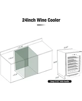 Jinjunye 24Inch Wine Cooler Refrigerator, 52 Bottle Wine Fridge Digital Temperature Control, Built