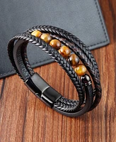 Rhona Sutton Black Apex Multi Leather Stainless Steel Bracelet