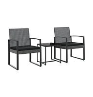 vidaXL piece Patio Dining Set with Cushions Dark Gray Pp Rattan