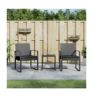 vidaXL piece Patio Dining Set with Cushions Dark Gray Pp Rattan