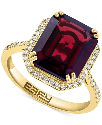 Effy Garnet (6 ct. t.w.) & Diamond (1/5 ct. t.w.) Halo Ring in 14k Gold