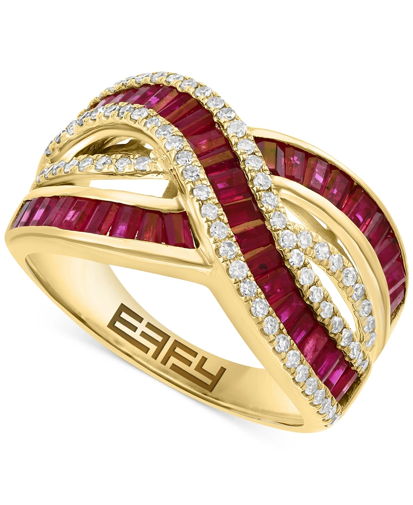 Effy Ruby (1-3/8 ct. t.w.) & Diamond (1/3 ct. t.w.) Crossover Statement Ring in 14k Gold