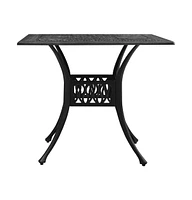 vidaXL Patio Table Black 35.4"x35.4"x28.7" Cast Aluminum