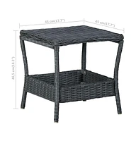 vidaXL Patio Table Dark Gray 17.7"x17.7"x18.3" Poly Rattan