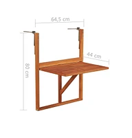 vidaXL Hanging Balcony Table 51.1"x35.4"x28.3" Solid Acacia Wood