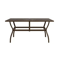 vidaXL Patio Table Brown 55.1"x31.5"x28.3" Steel