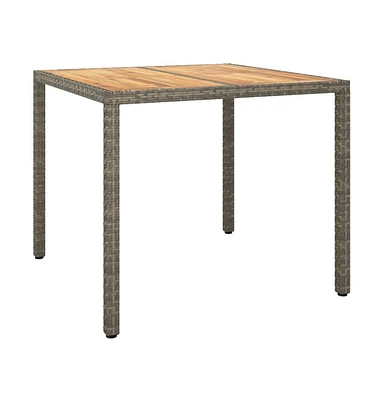 vidaXL Patio Table 35.4"x35.4"x29.5" Poly Rattan and Acacia Wood Gray