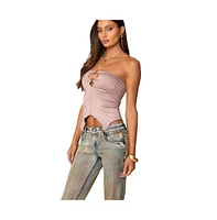 Edikted Women's Ring Cut Out Asymmetric Strapless Top