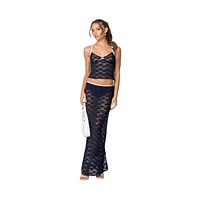 Edikted Women's Vara Sheer Lace Maxi Skirt