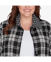 Alfred Dunner Plus Runway Ready Spliced Plaid Boucle Jacket