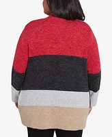 Alfred Dunner Plus Runway Ready Colorblock Cardigan Sweater