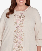 Alfred Dunner Plus Telluride Center Embroidered Floral Top