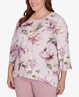 Alfred Dunner Plus Telluride Romantic Florals Textured Top