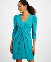 julia jordan Women's Puffed-Shoulder Twist-Front Dress