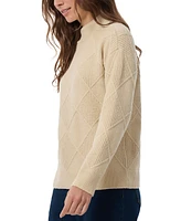 Jones New York Women's Diamond-Stitch Mock-Neck Sweater