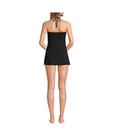 Lands' End Women's Ruched Multi-Way Sweetheart Halter Swim Dress One Piece Swimsuit