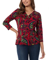 Jones New York Women's Paisley-Print 3/4-Sleeve Top