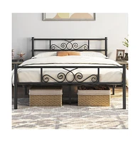 Yaheetech Scroll Metal-Framed Bed with Headboard and Footboard