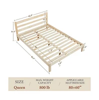 Yaheetech Wooden Bed Frame with Paneled Headboard