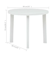 vidaXL Patio Table White 35" Plastic