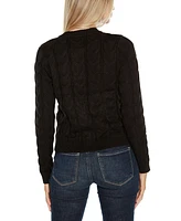 Belldini Black Label Women's Zip Cable Sweater