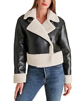 Steve Madden Women's Athen Faux-Shearling Aviator Jacket