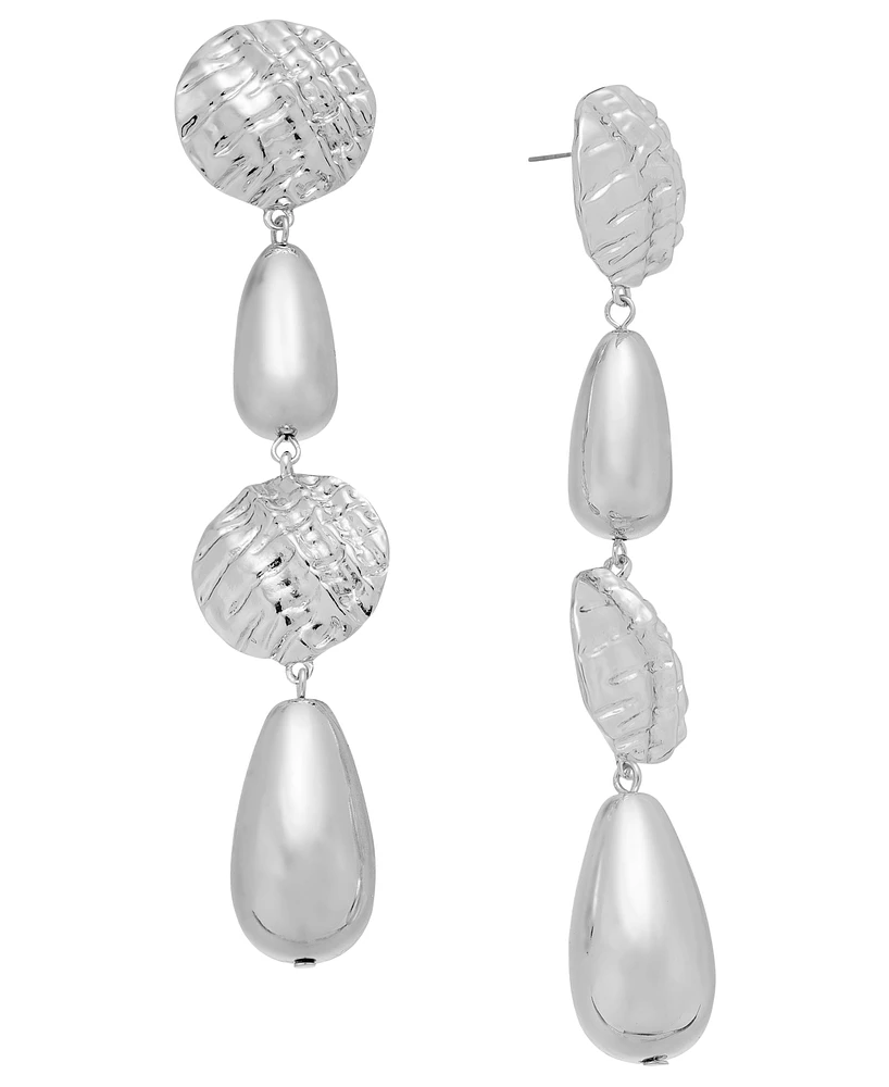 I.n.c. International Concepts Textured Disc & Bead Linear Drop Earrings, Created for Macy's