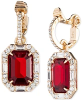 Lauren Ralph Mixed Crystal Charm Clip-On Hoop Earrings