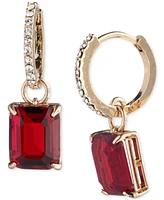 Lauren Ralph Color Crystal Charm Pave Huggie Hoop Earrings