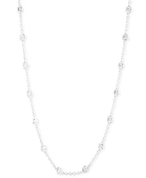 Lauren Ralph Lauren Silver-Tone Cubic Zirconia Station Necklace, 36" + 3" extender