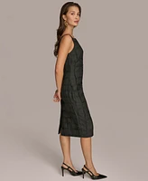 Donna Karan New York Petite Textured-Jacquard Midi Dress