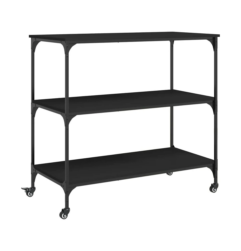 vidaXL Kitchen Trolley Black 40.2"x19.7"x37.4" Engineered Wood