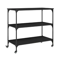 vidaXL Kitchen Trolley Black 40.2"x19.7"x37.4" Engineered Wood