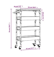 vidaXL Kitchen Trolley Black 20.9"x7.9"x29.9" Engineered Wood