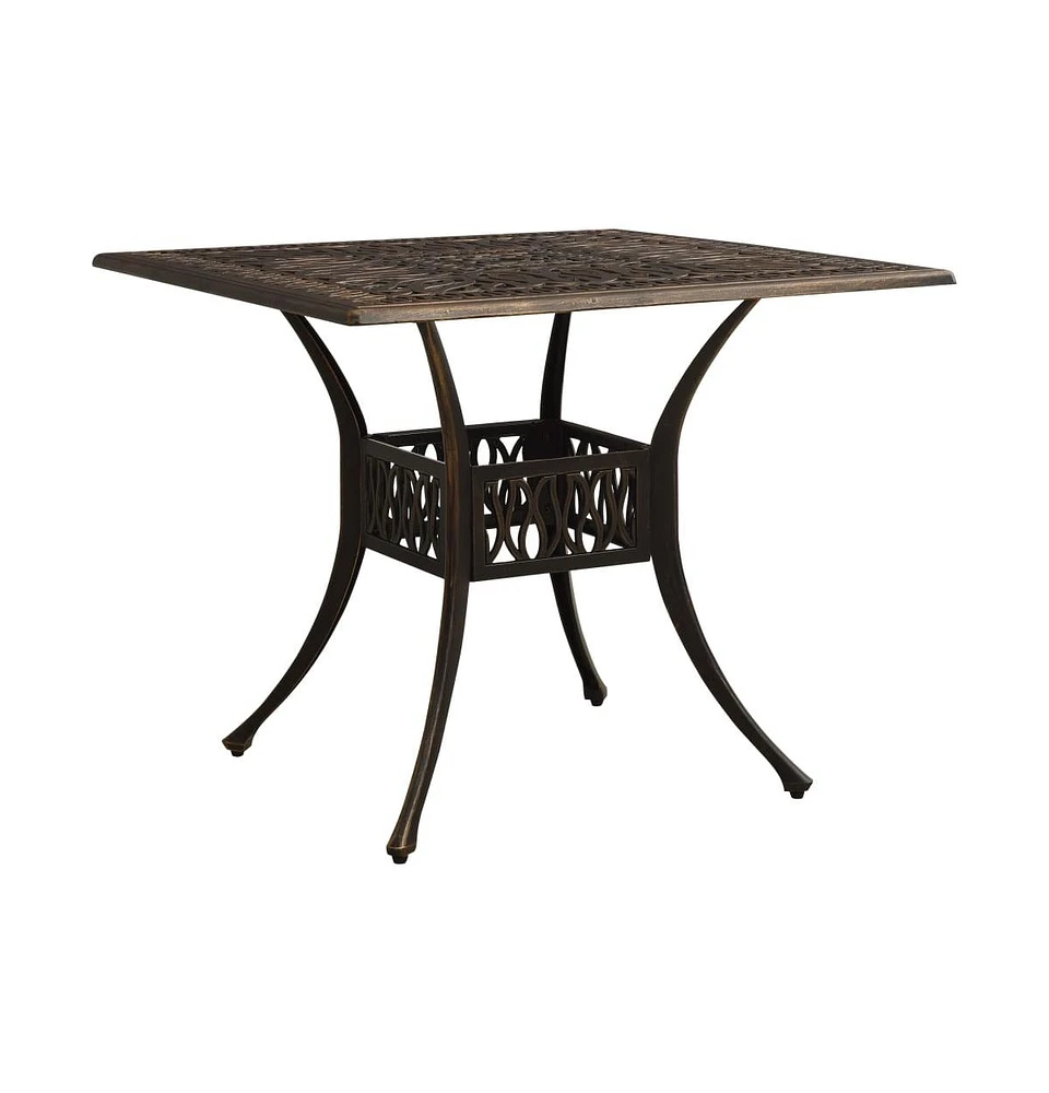 vidaXL Patio Table Bronze 35.4"x35.4"x28.7" Cast Aluminum