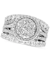 Diamond Multirow Cluster Ring (3 ct. t.w.) in 14k White Gold