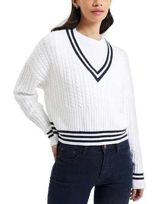 French Connection Women's Babysoft V-Neck Varsity Sweater