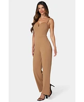 Bebe Women's Scuba Crepe Jumpsuit With Strap