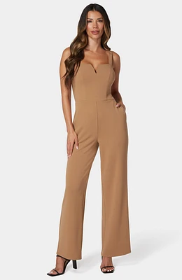 Bebe Women's Scuba Crepe Jumpsuit With Strap