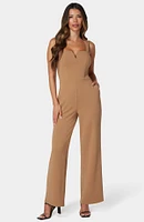 Bebe Women's Scuba Crepe Jumpsuit With Strap