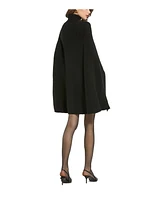 Mac Duggal Women's Turtle Neck Knit Cape Mini Dress