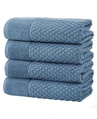 Linery & Co. Quick-Drying Cotton Diamond Waffle Textured -Piece Bath Towel Set
